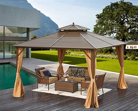 steel gazebo with metal sides enclosure|outdoor metal gazebos on clearance.